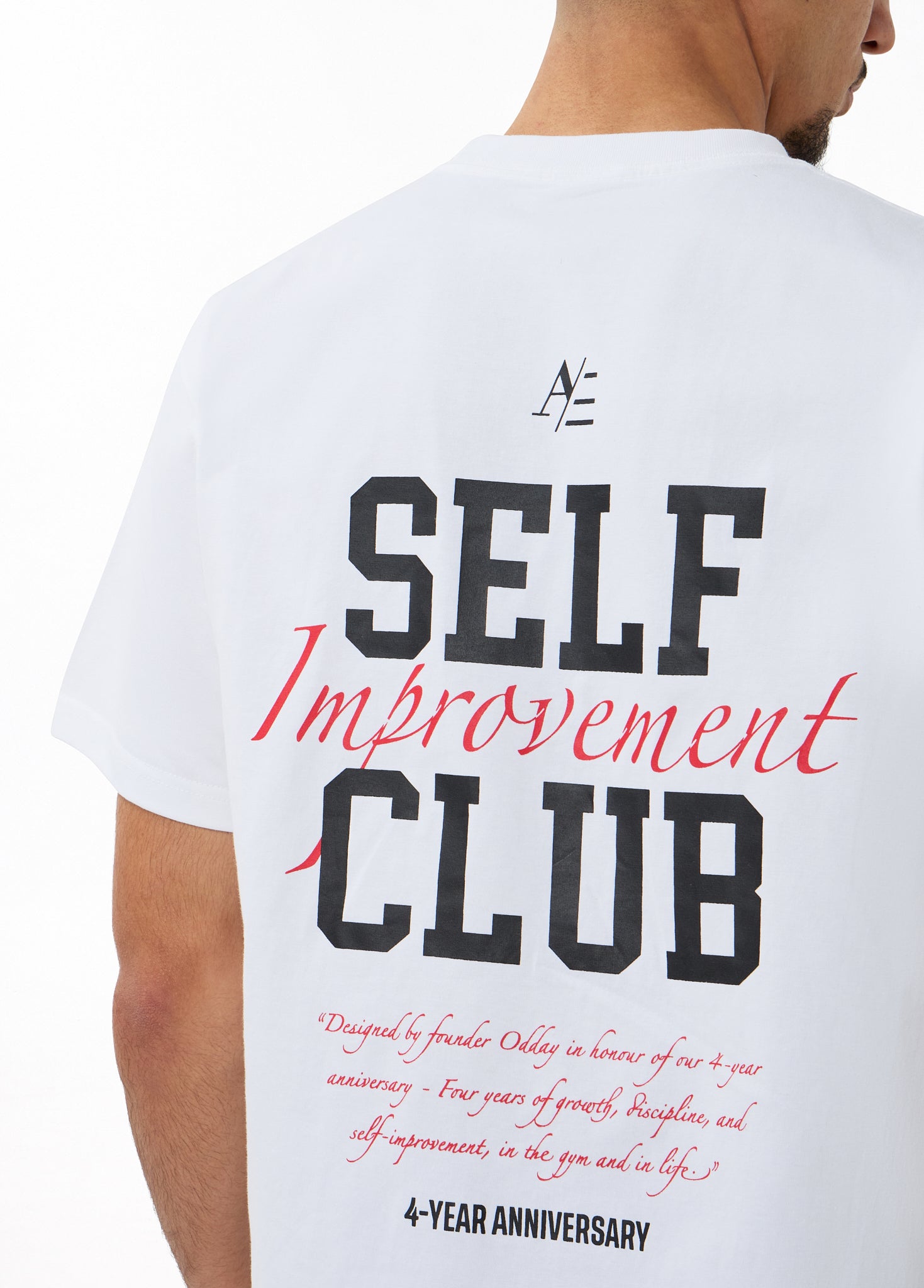 Oversized T Shirt White Red 4 Year Anniversary